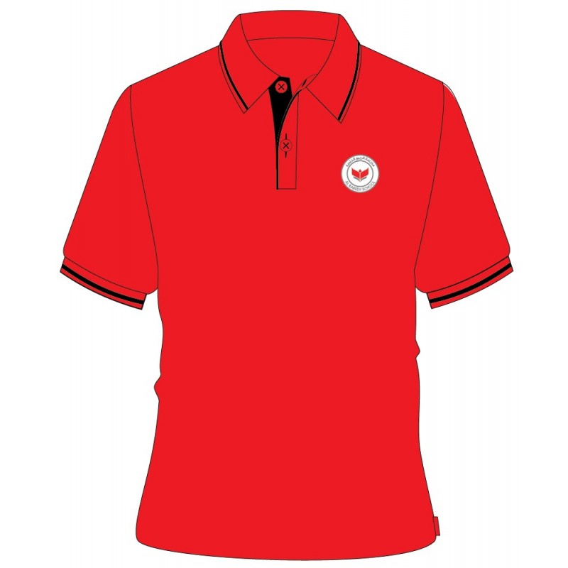 Red Polo T-Shirt With Black Piping