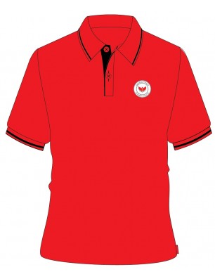 Red Polo T-Shirt With Black Piping