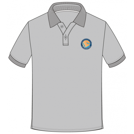 قميص بولو  رمادي  -  كم قصير مع الشعار  -- [السنة السابعة - السنة التاسعة ]