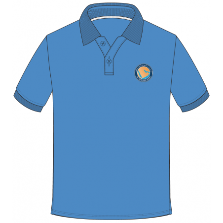 قميص بولو أزرق سماوي - كم قصير مع الشعار-- [المرحلة التأسيسية 1 - السنة السادسة ]
