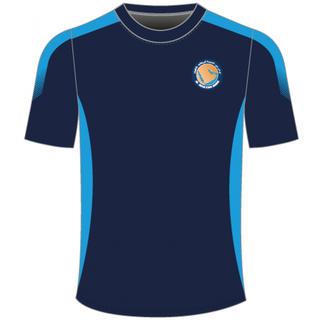 تي شيرت - نسيج هوني كومب -  مزود بقماش جانبي أزرق -- [المرحلة التأسيسية - المدرسة الثانوية]