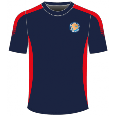 تي شيرت - نسيج هوني كومب -  مزود بقماش جانبي أحمر -- [المرحلة التأسيسية - المدرسة الثانوية]