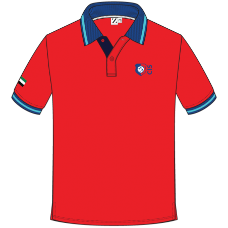 Red Polo T.Shirt (Blue Collar) -- [GRADE 1 - GRADE 5]