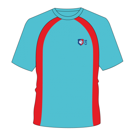 Teal Red Panel [ P.E ] T.Shirt -- [Pre-K - GRADE 12]