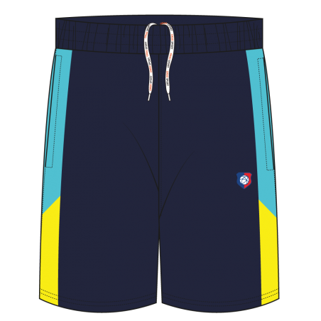 Teal Yellow Gold Panel [ P.E ] Short -- [Pre-K - GRADE 12]