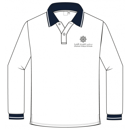 قميص بولو كم طويل مع الشعار - ( لون كحلي) -- [الصف 6 - الصف  12]