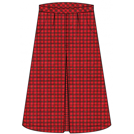 Knee Length Checked Skirt -- [Primary - Secondary]