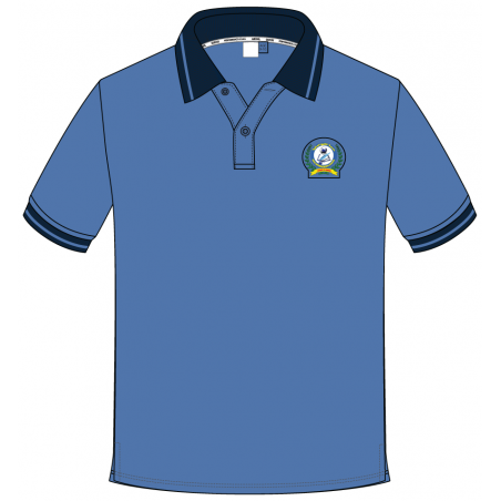 قميص بولو أزرق فاتح - ياقة كحلي غامق - كم قصير -- [الصف 1 - الصف 3 & الصف 8 - الصف 12]